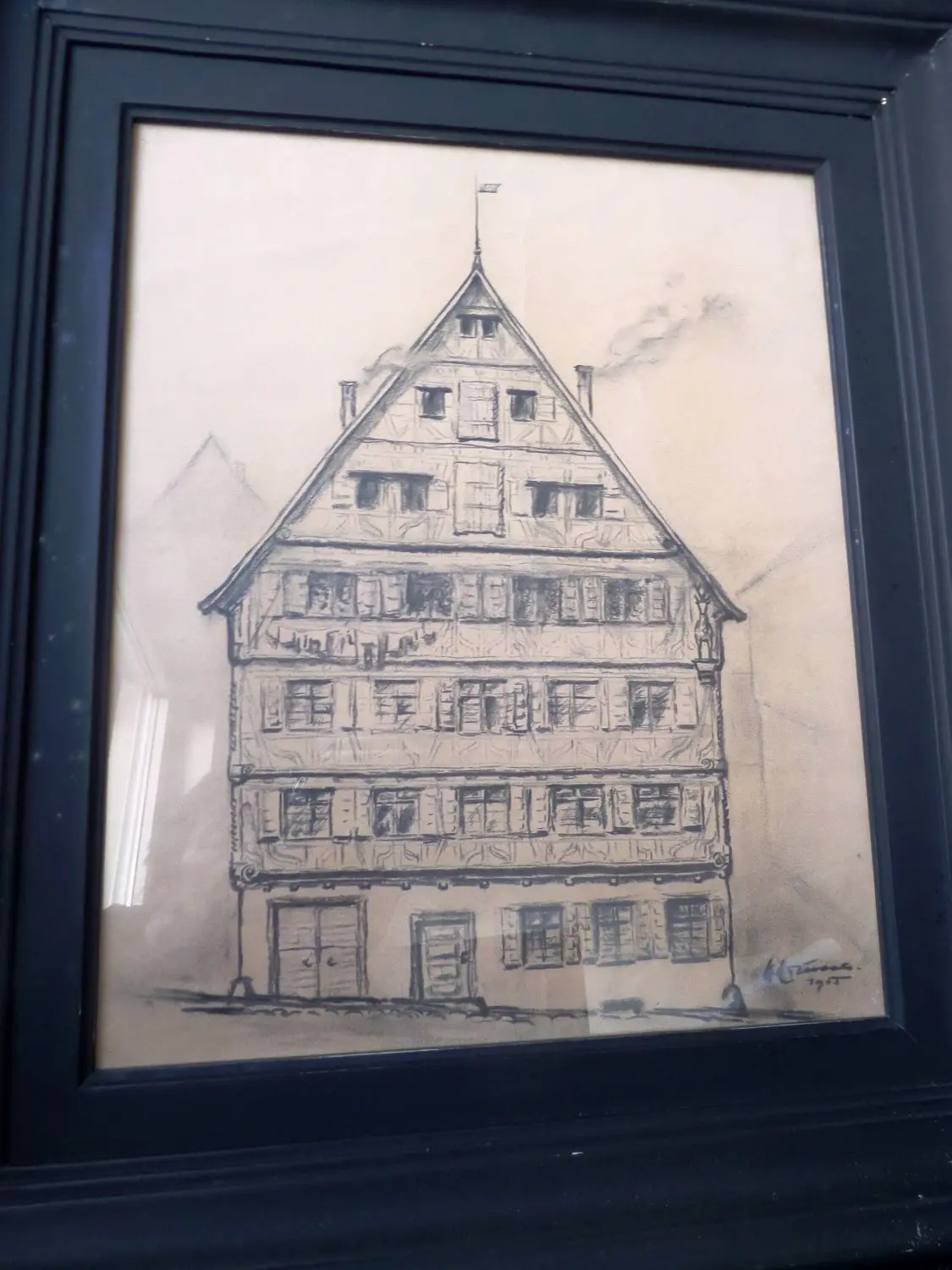 Das Geburtshaus von Carl Borromäus Weitzmann ist der „Hirsch“, auch im Modell von Albert Engst oben rechts in der Donaustraße zu sehen. Darunter die alte Munderkinger Ansicht aus dem 1992 von der Stadt aufgelegten Weitzmann-Büchlein.⇥
