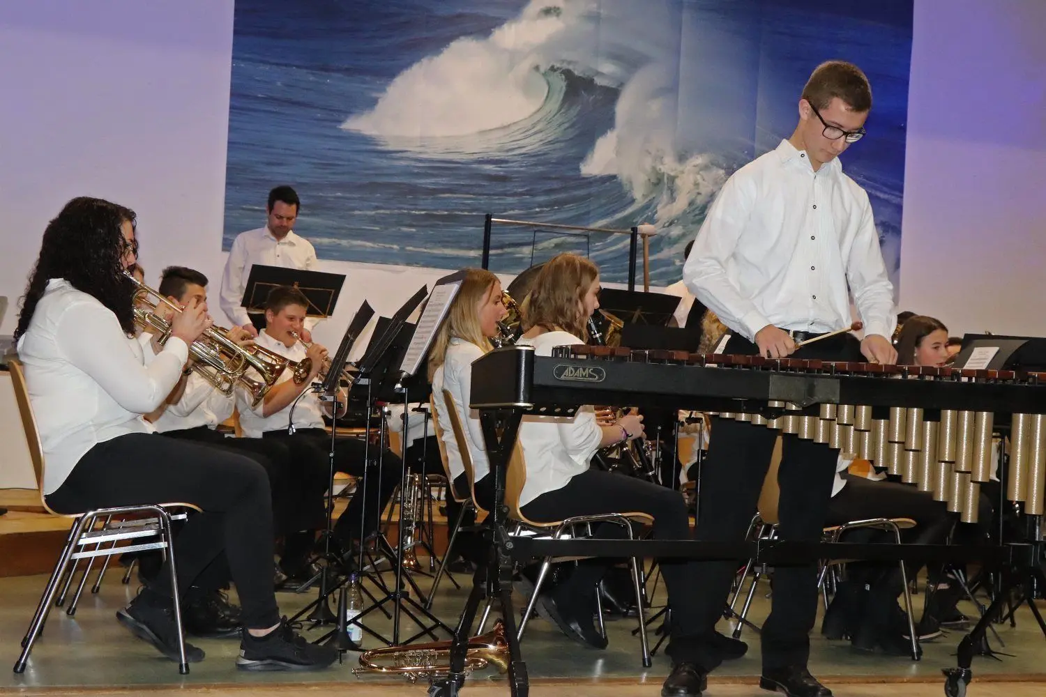 Als die Jugendkapelle das Stück „Erinnerung an Zirkus Renz“ spielte, glänzte Henrik Dreher als Solist am Xylophon.⇥