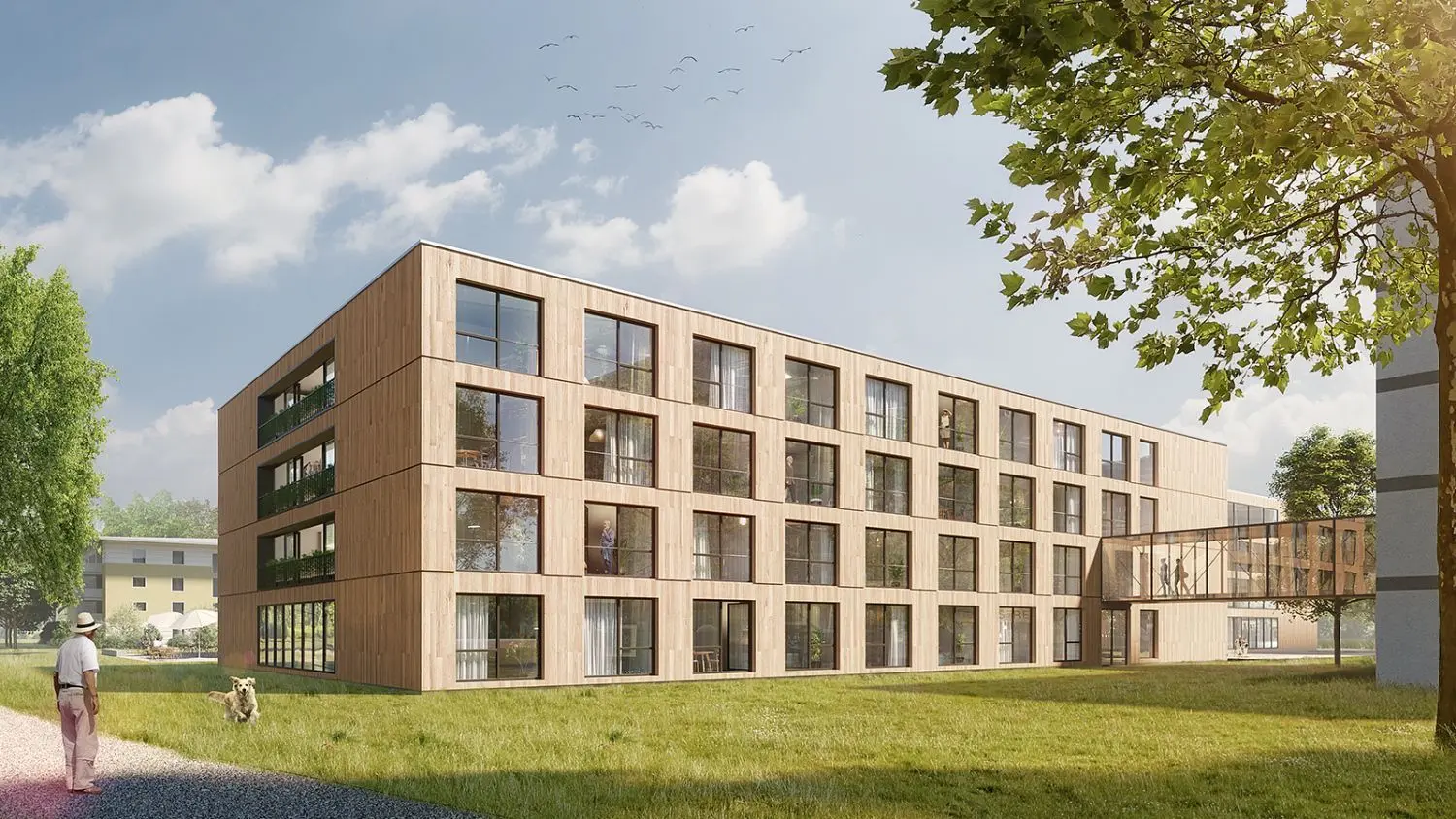 So wird das neue Caritas-Zentrum in Vöhringen aussehen. Vor Ort wird nur der Stahlbeton-Körper des Gebäudes gebaut. Die Zimmer werden in Serie in einem Spezialbetrieb gefertigt und später mit einem Kran in das Gebäudegerüst gesetzt.