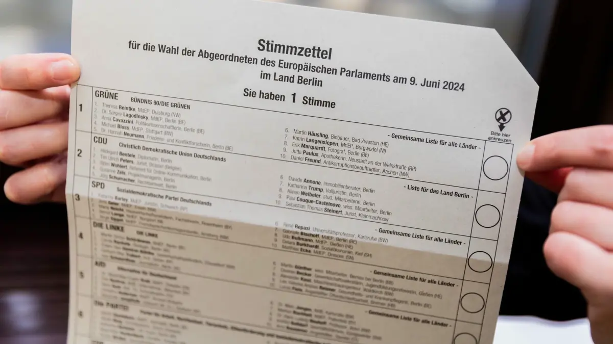 Wahlzettel Europawahl 2024 Schleswig Holstein Wahlzettel Europawahl 2024: Wie füllt man den Stimmzettel richtig aus