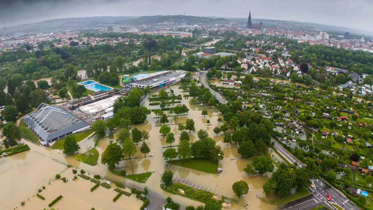 2024 Hochwasser Ulm Donau Luftbild