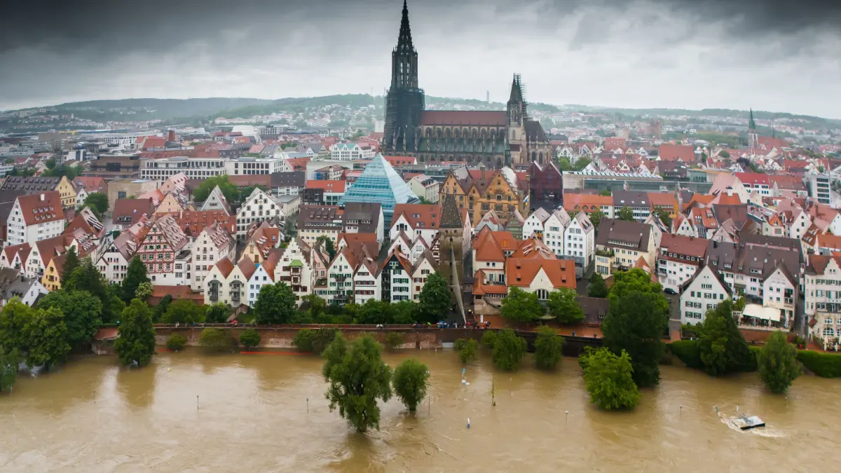 2024 Hochwasser Ulm Donau Luftbild