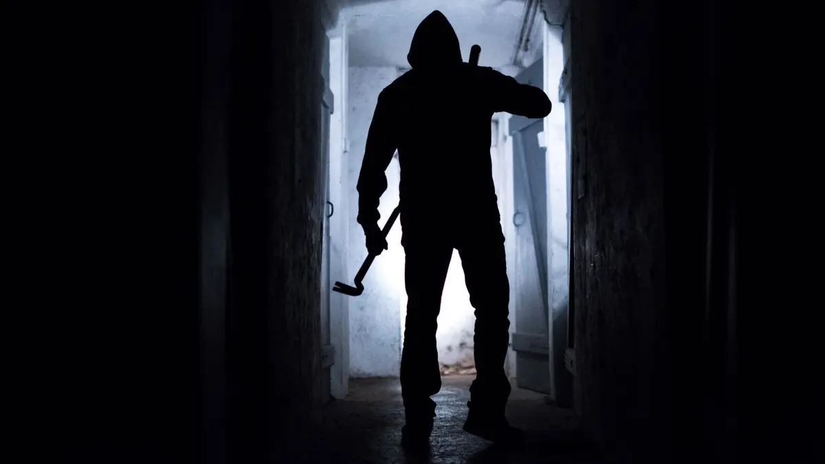 Ein Einbrecher in einem Keller: ILLUSTRATION - Liegt oft etwas versteckt und kann ein guter Einstiegsort für Einbrecher sein: der Kellereingang. (zu dpa: «Einbruchschutz: Auch Nebeneingänge richtig sichern») Foto: Silas Stein/dpa/dpa-mag - Honorarfrei nur für Bezieher des Dienstes dpa-Magazin +++ dpa-Magazin +++