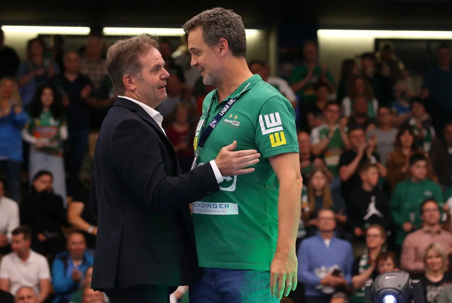 Abschied bei Frisch Auf: Manager Gerd Hofele und Trainer Markus Baur.⇥