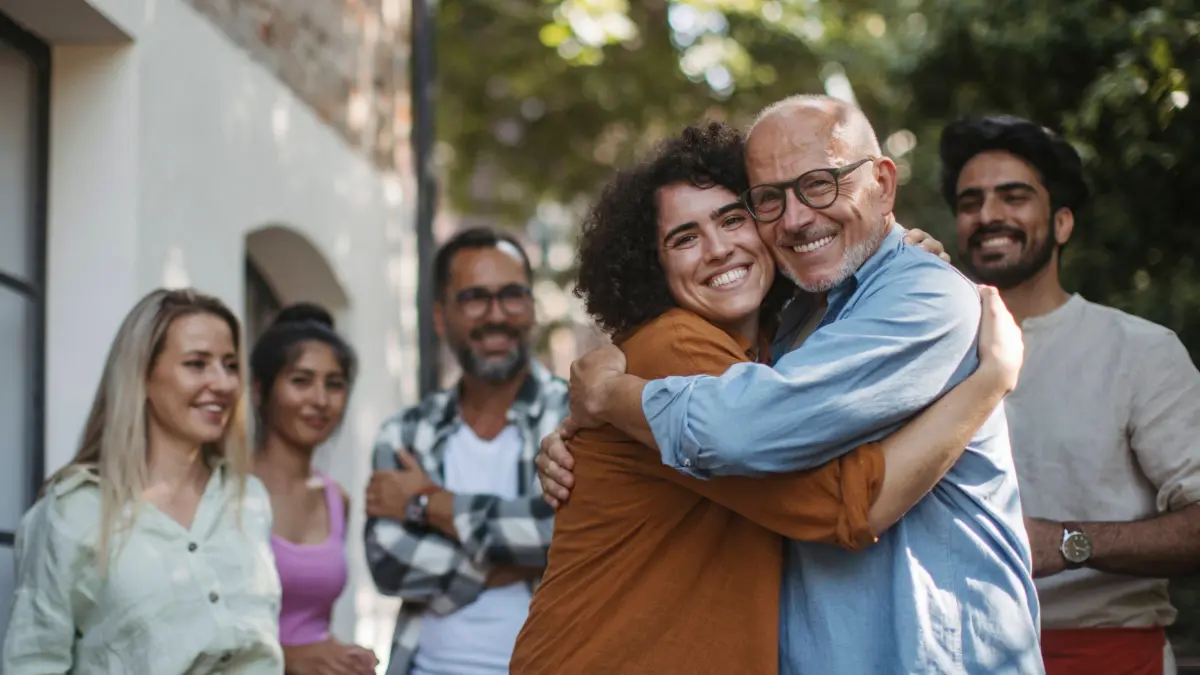 Diverse group of community members embracing successful community project model released, Symbolfoto property released, : Diverse group of community members embracing successful community project model released, Symbolfoto property released, HAPF03709