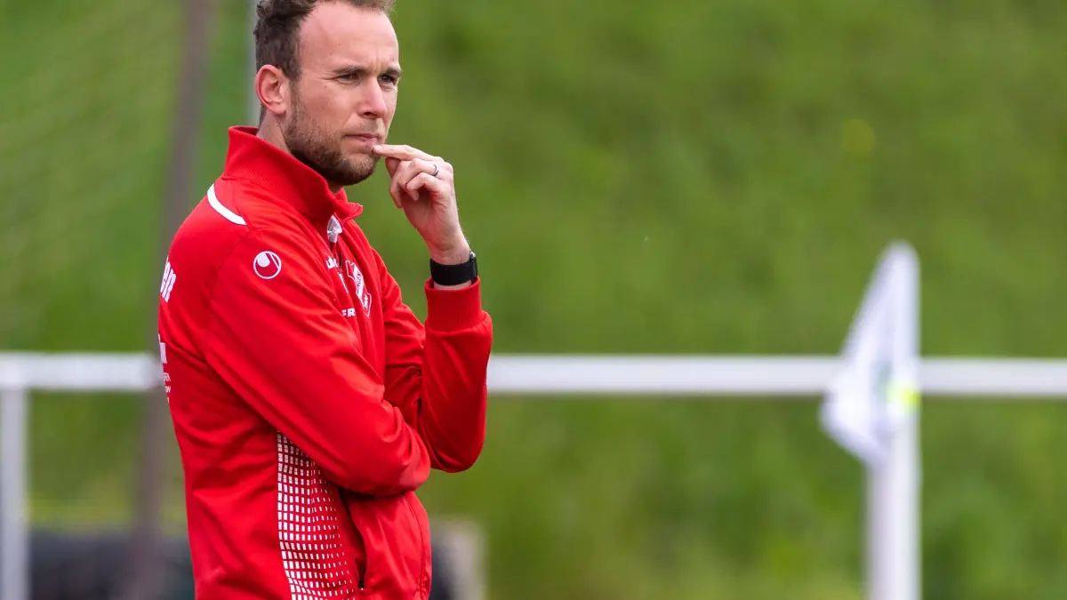 Philipp Wolf (SG Empfingen, #Head Coach)
GSV Maichingen vs. SG Empfingen, Fussball, Landesliga 3, Spieltag 28, Spielzeit 2022/2023, 30.04.2023,
Foto: EIBNER/Duddek