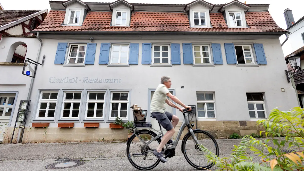 Blauer Bock Gasthaus in Schwäbisch Hall, wird umgebaut. Künftig nur noch Fremdenzimmer und kein Restaurant mehr. Lange Straße Katharinenvorstadt in Schwäbisch Hall