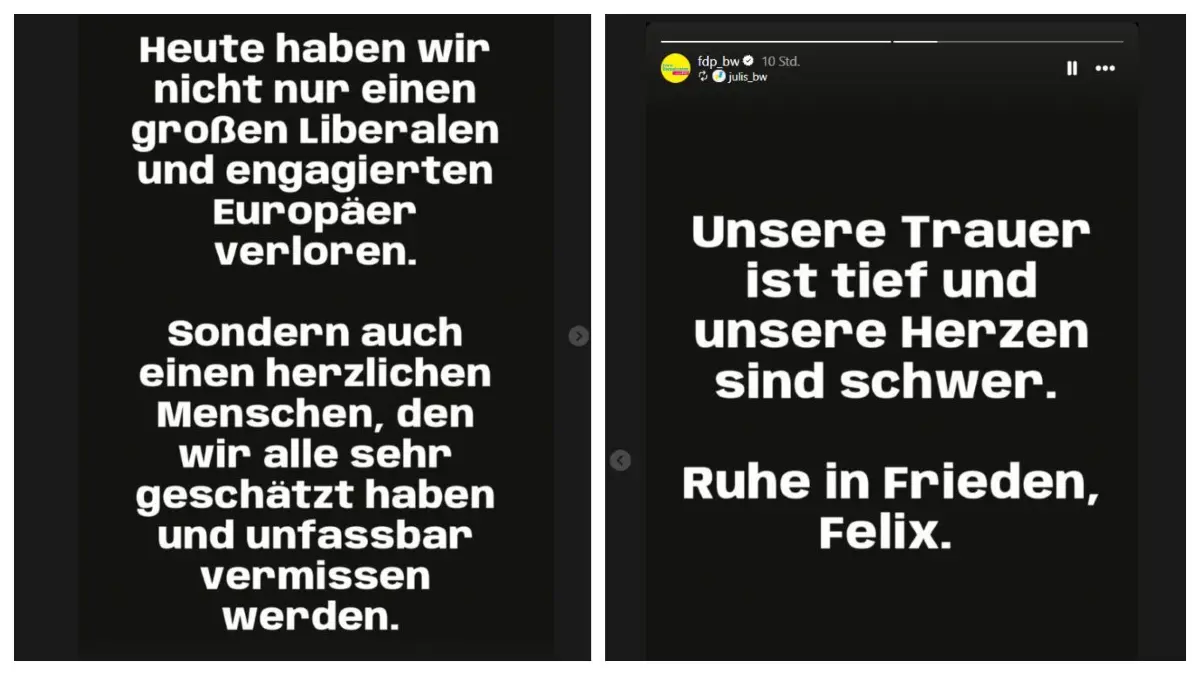 Die FDP Baden-Württemberg äußerte sich auf Instagram zum Tod ihres Mitglieds.