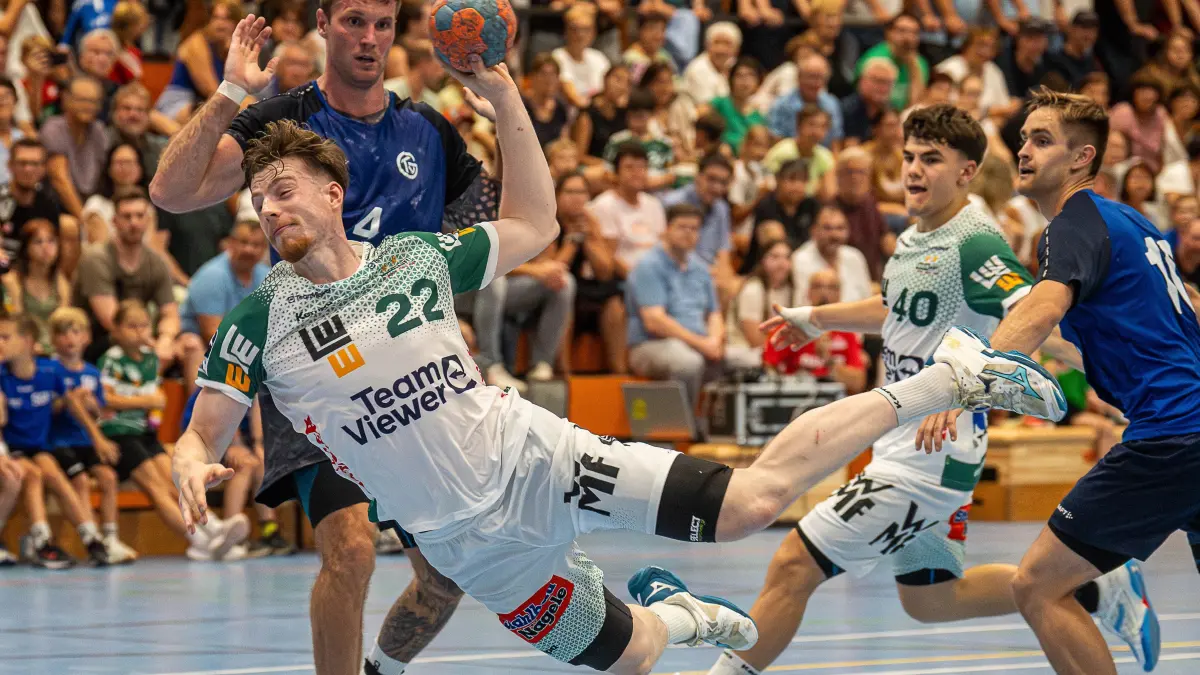 Frisch Auf Goeppingen vs. TV Grosswallstadt, Benefizspiel, Handball, Herren, 03.08.2024: Erik Persson (Frisch Auf Goeppingen, #22) kommt frei zum Wurf, Frisch Auf Goeppingen vs. TV Grosswallstadt, Benefizspiel, Handball, Herren, 03.08.2024
Foto: EIBNER/Michael Schmidt