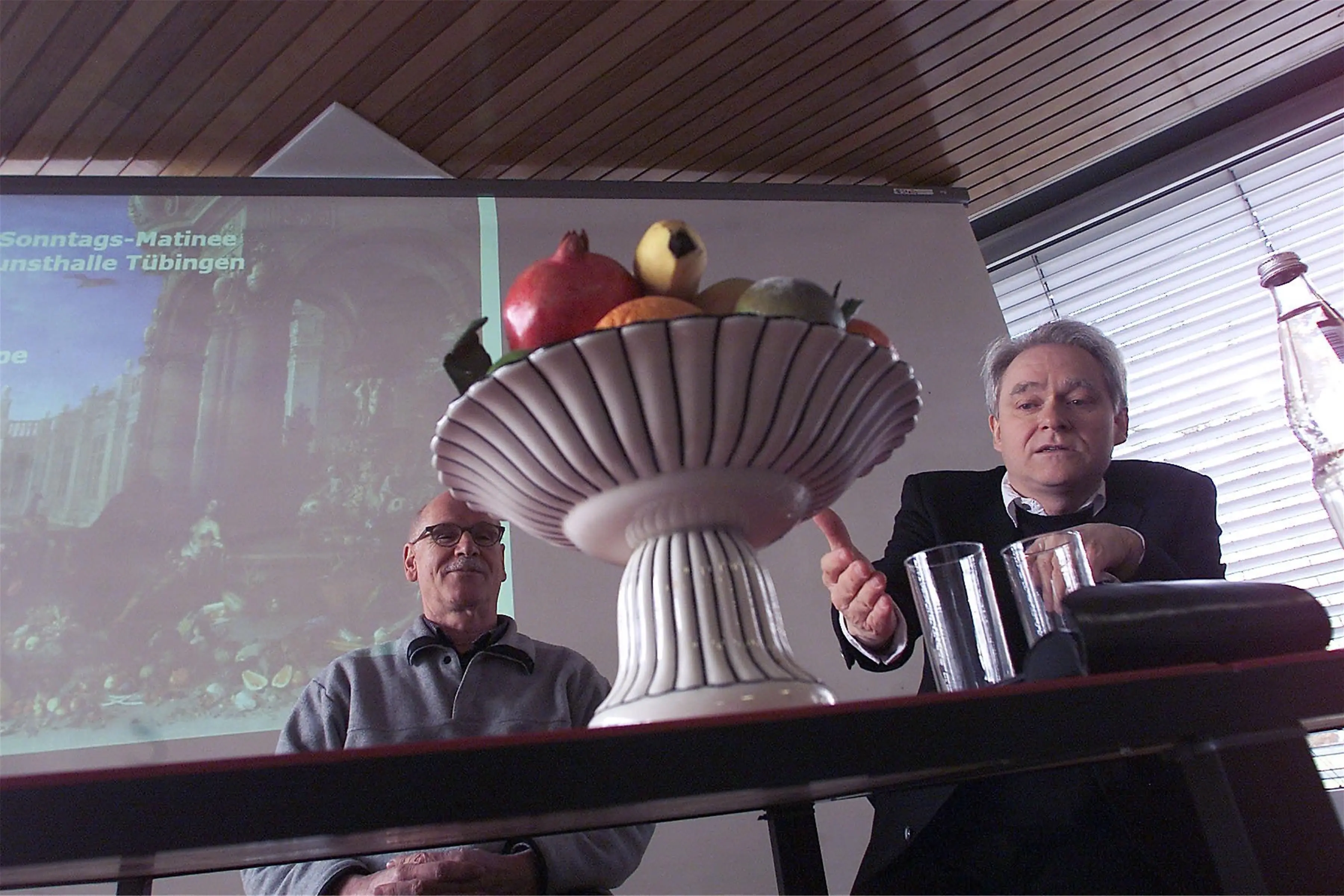Christoph Müller bei einer Matinee in der Kunsthalle mit Prof. Joachim Knape. Archivbild: Ulrich Metz