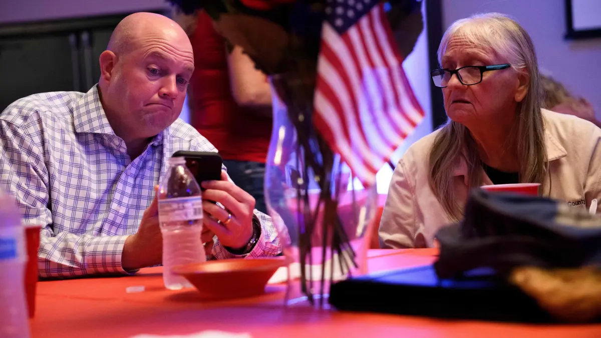 Catawba County Republican Party In North Carolina Holds Their Local Election Night Watch Party: NEWTON, NORTH CAROLINA - NOVEMBER 5: Republican supporters discuss election results during a Catawba County Republicans watch party on November 5, 2024 in Newton, North Carolina. Americans cast their ballots today in the presidential race between Republican nominee former President Donald Trump and Democratic nominee Vice President Kamala Harris, as well as multiple state elections that will determine the balance of power in Congress. Melissa Sue Gerrits/Getty Images/AFP (Photo by Melissa Sue Gerrits / GETTY IMAGES NORTH AMERICA / Getty Images via AFP)