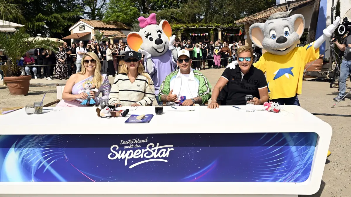 Die „Deutschland sucht den Superstar“-Jury besteht aus Beatrice Egli (l.) Loredana, Pietro Lombardi (2.v.r.) und Dieter Bohlen.