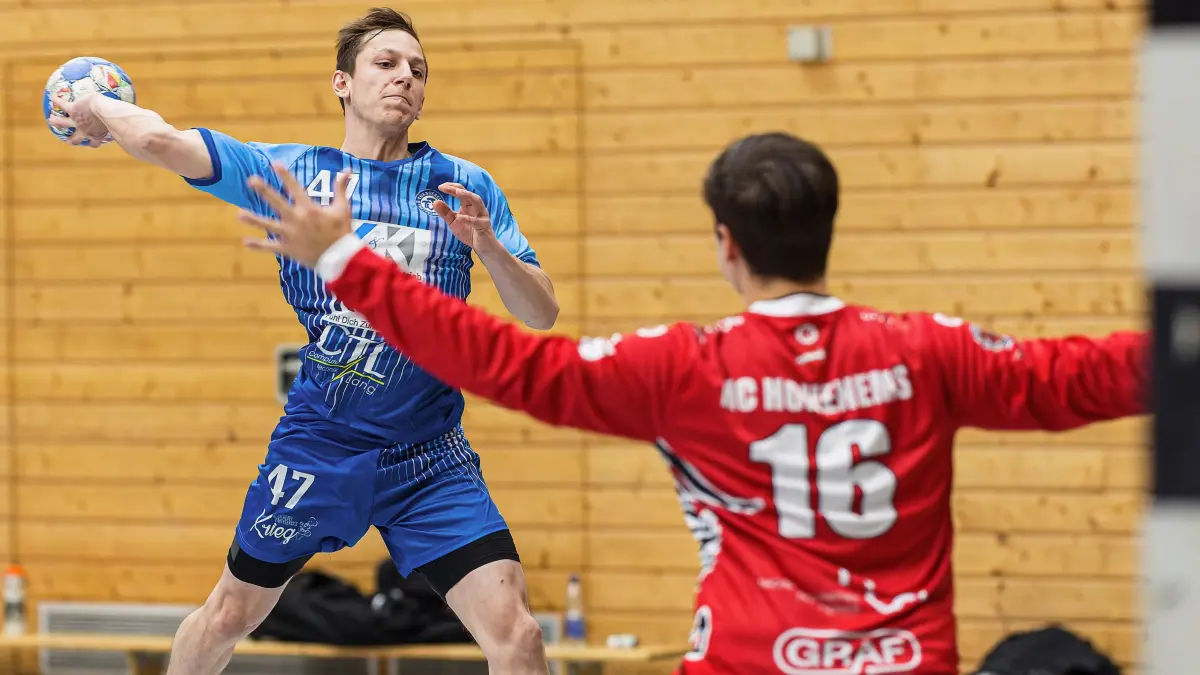 Handball Landesliga: Handball Landesliga; TV Treffelhausen - HC Hohenems;
Erik Schmid (TV Treffelhausen, #47);
10.11.2024; Alb-Sporthalle, Böhmenkirch.
Foto: Thomas Madel