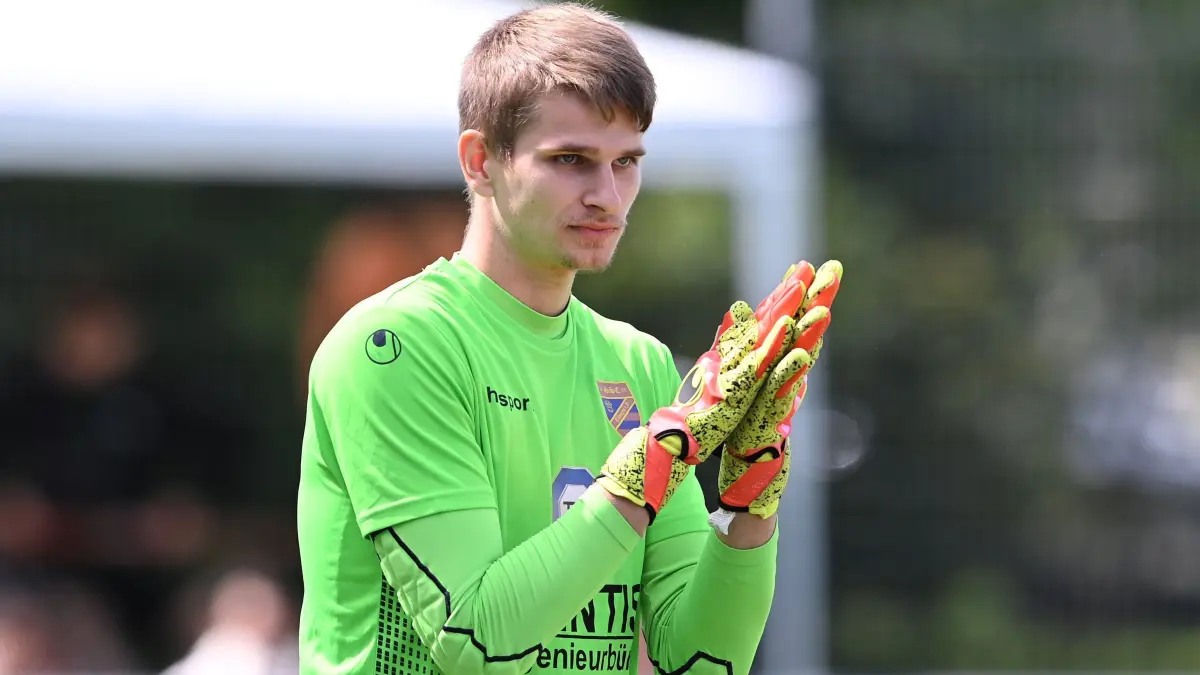 Fussball Landesliga 2021/2022 08.08.2021
SSC Tuebingen - VfB Boesingen
SSC Torwart Julian Hornberger
FOTO: ULMER Pressebildagentur
xxNOxMODELxRELEASExx