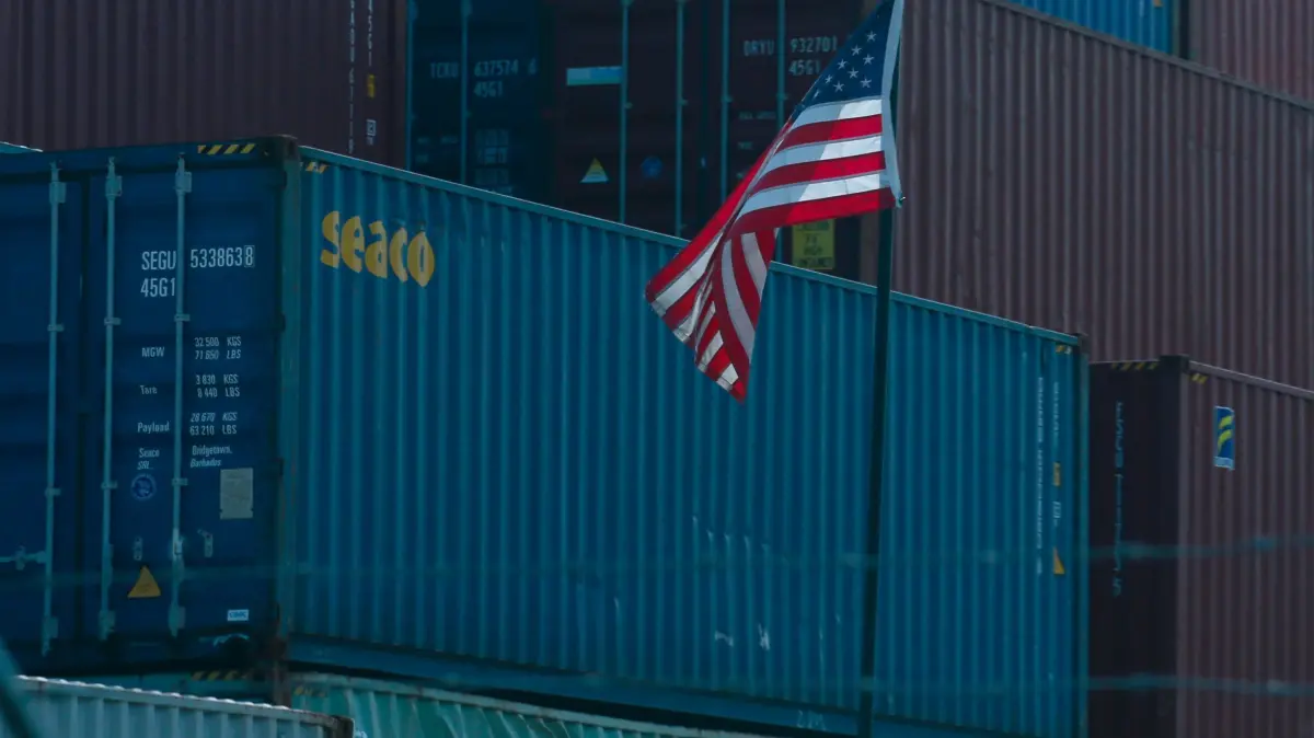 A: (FILES) Shipping containers are stored at the Port Newark Container Terminal in Newark, New Jersey, on July 21, 2022. US President-elect Donald Trump said November 25, 2024 he intends to impose sweeping tariffs on goods from Mexico, Canada and China, prompting a swift warning from Beijing that "no one will win a trade war." In a series of posts to his Truth Social account, Trump vowed to hit some of the United States' largest trading partners with duties on all goods entering the country. (Photo by Kena Betancur / AFP)