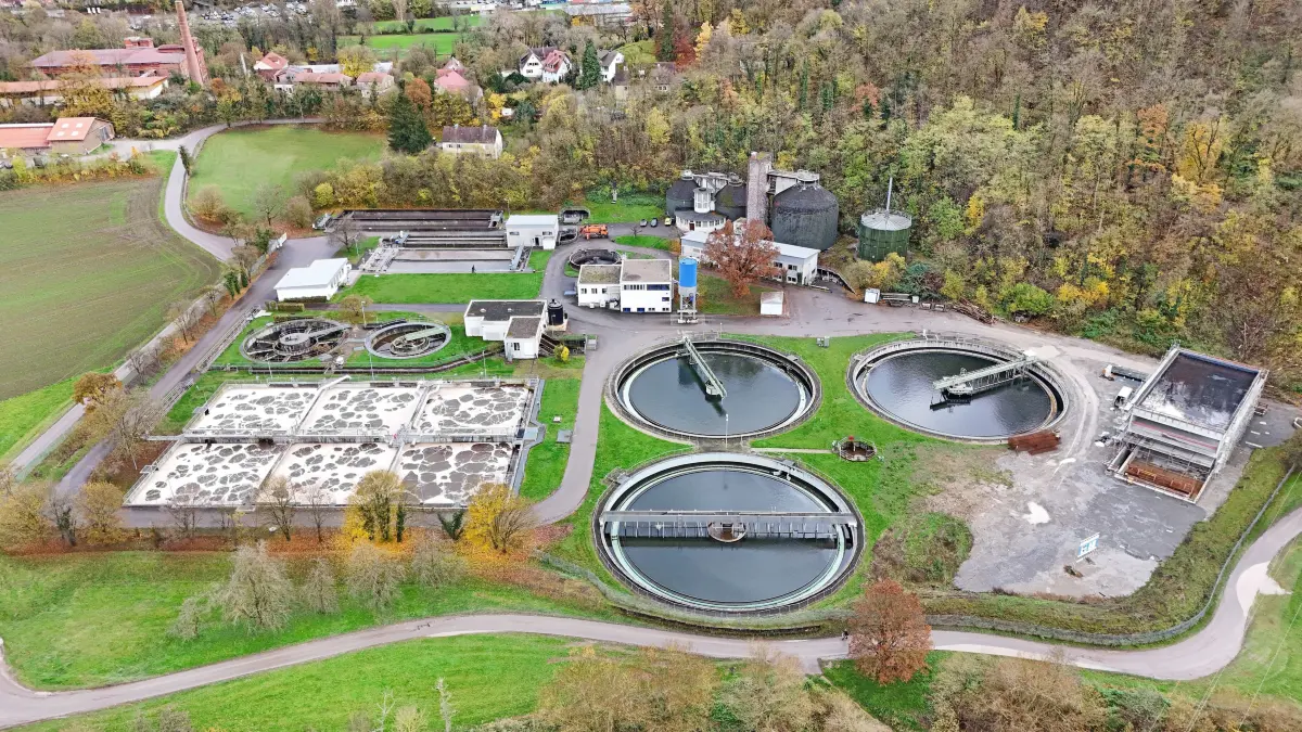 Die Kläranlage Vogelholz der Stadt Schwäbisch Hall.