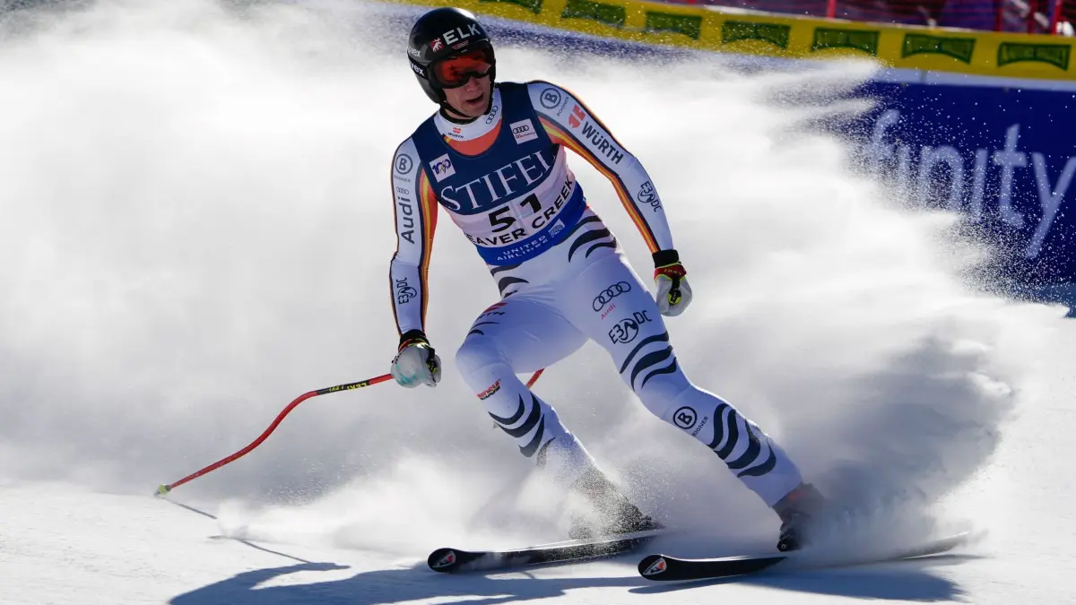Ski alpin Welt Cup in den USA: 06.12.2024, USA, Beaver Creek: Ski alpin, Welt Cup, Abfahrt, Herren: Der deutsche Luis Vogt in Aktion. Foto: Robert F. Bukaty/AP/dpa +++ dpa-Bildfunk +++