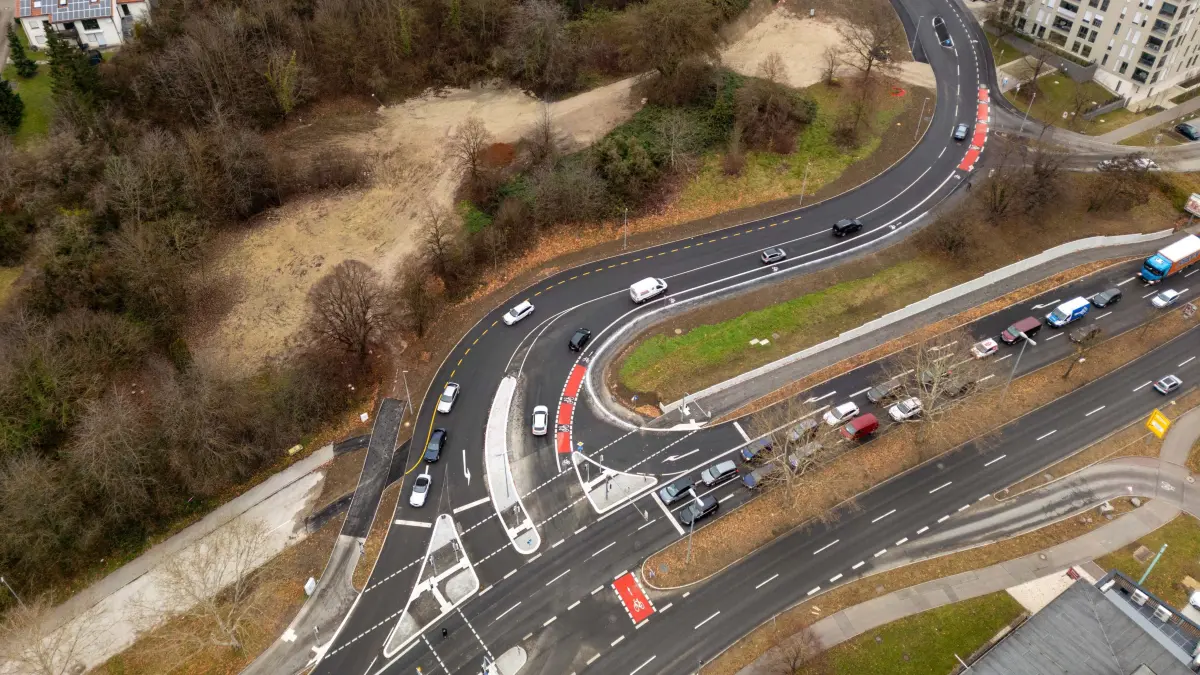 Neue Anbindung der Justinus-Kerner-Straße bei Möbel Rieger und Blue Village an die Ost-West-Trasse. Übergabe am 12. Dezember 2024.