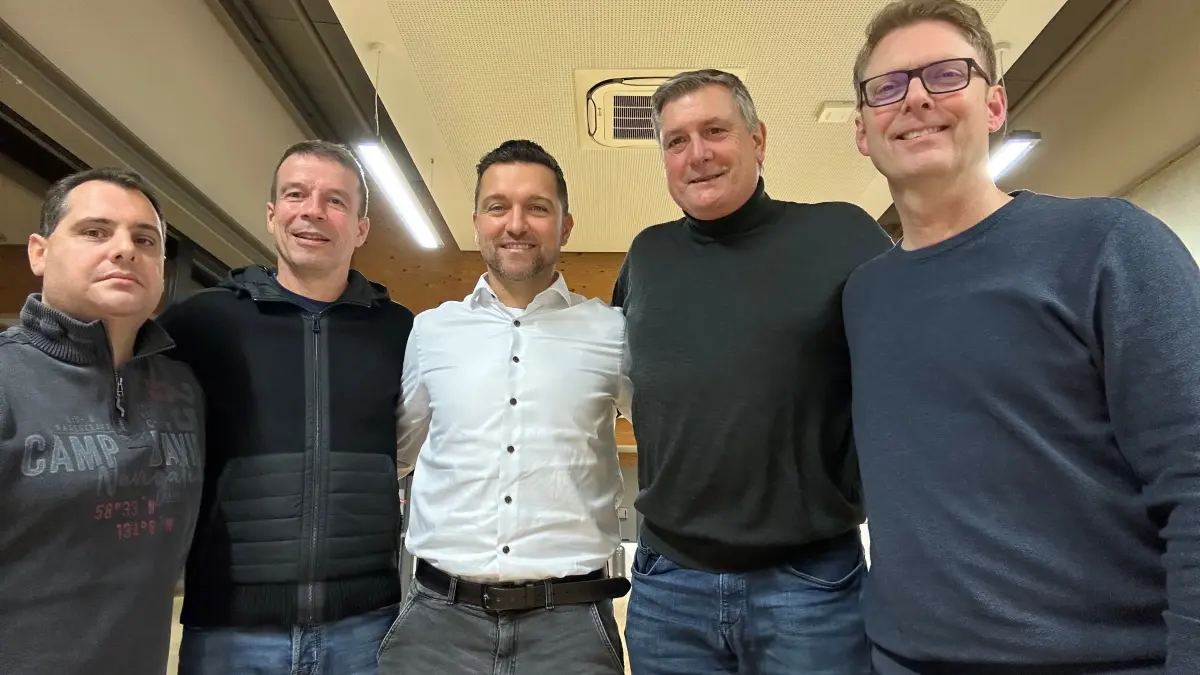 Das neue Führungsteam der Sportfreunde Schwäbisch Hall (von links): Trainer Thorsten Schift, Sportlicher Leiter Ralph Schön, Sportlicher Leiter Martin Kleinschroth, 1. Vorsitzender Günter Blendinger und 2. Vorsitzender Jürgen Lechner.