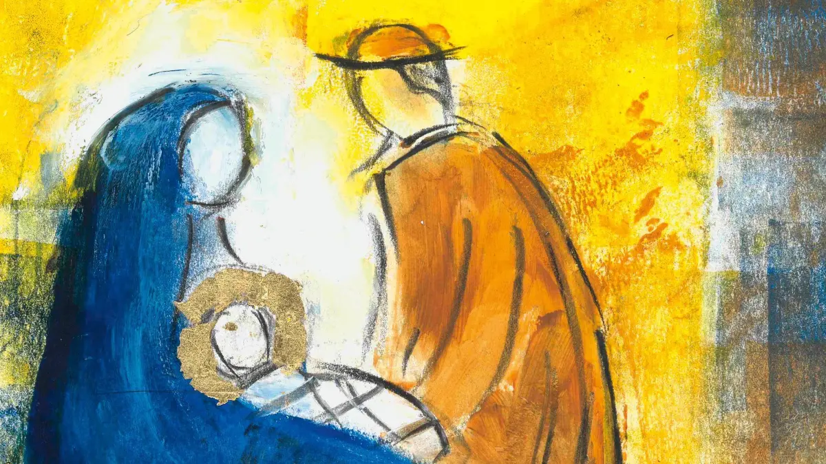 Gott wird ein Kind – verletzlich, bedürftig und angewiesen auf Liebe und Fürsorge. So beschreibt Pfarrer Gehrig das Bild von Christel Holl.