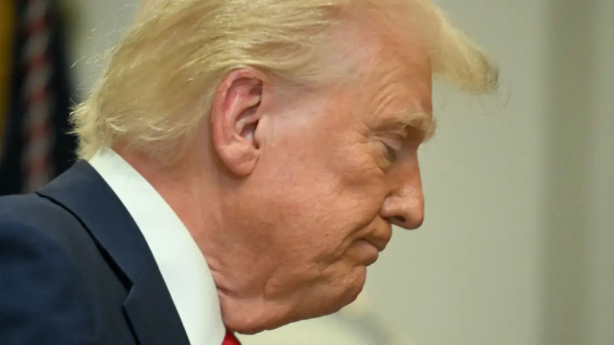 US President Trump delivers remarks in the Roosevelt Room at the White House: US President Donald Trump leaves after speaking in the Roosevelt Room at the White House on January 21, 2025, in Washington, DC. (Photo by Jim WATSON / AFP)