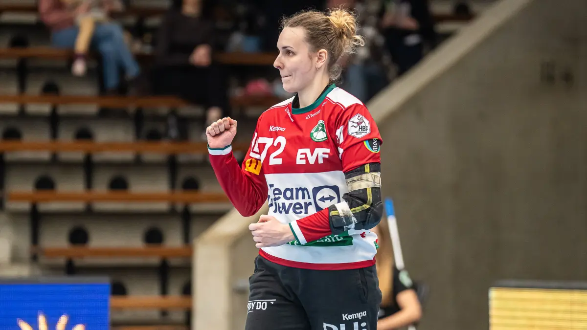 Frisch Auf Goeppingen vs. TSV Bayer 04 Leverkusen, Handball, 1. Bundesliga, Spielzeit 2024/2025, 25.01.2025: Petra Hlogyik (Frisch Auf Frauen, #72) ballt die Jubelfaust, Frisch Auf Goeppingen vs. TSV Bayer 04 Leverkusen, Handball, 1. Bundesliga, Spielzeit 2024/2025, 25.01.2025
Foto: EIBNER/Michael Schmidt