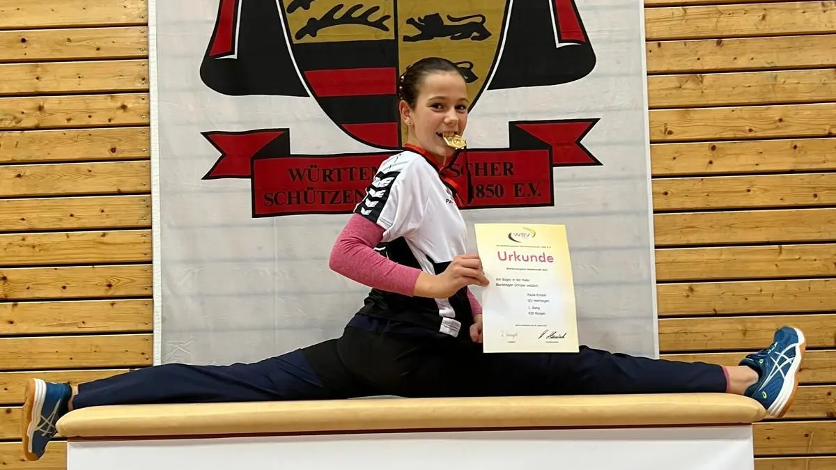 Paula Knöbel von der SGi Hechingen ist nicht nur ein Talent im Bogenschießen sondern auch in der Gymnastik und Turnen.