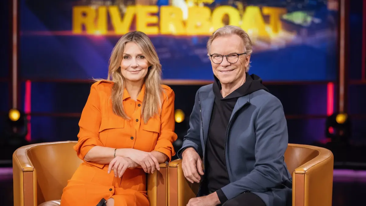 MDR-Riverboat-Moderatoren Kim Fisher und Wolfgang Lippert.