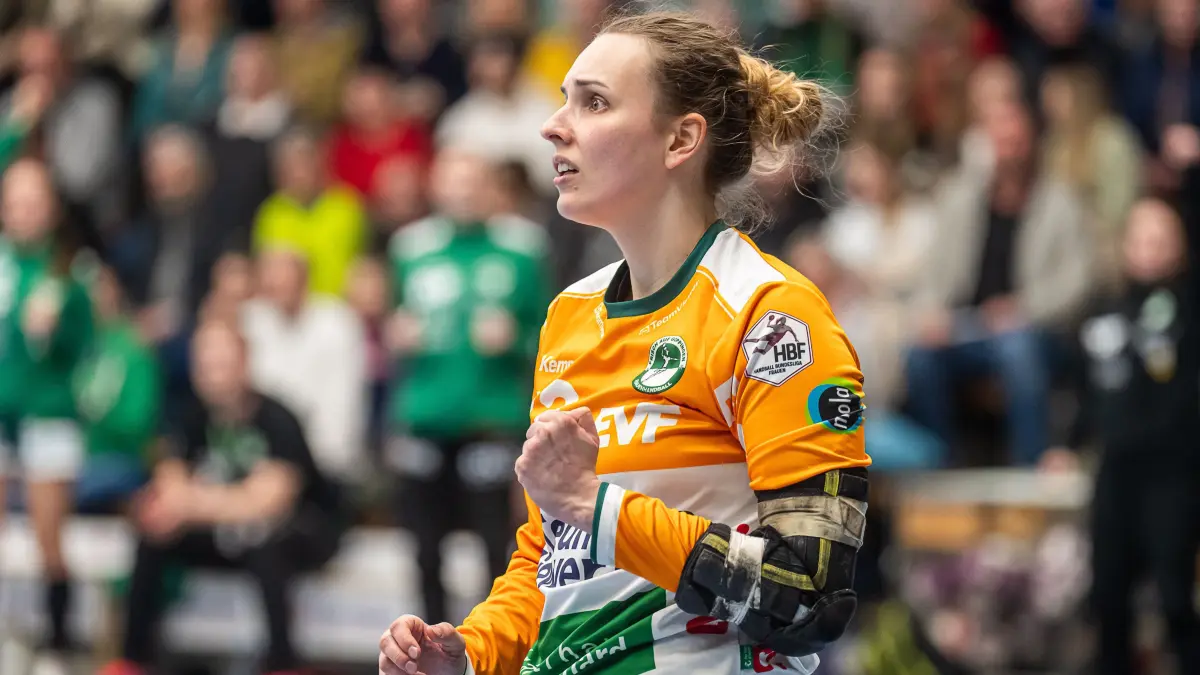 Frisch Auf Goeppingen vs. TuS Metzingen, Handball, 1. Bundesliga, Spielzeit 2024/2025, 08.02.2025: Petra Hlogyik (Frisch Auf Frauen, #72) ballt die Jubelfaust, Frisch Auf Goeppingen vs. TuS Metzingen, Handball, 1. Bundesliga, Spielzeit 2024/2025, 08.02.2025
Foto: EIBNER/Michael Schmidt