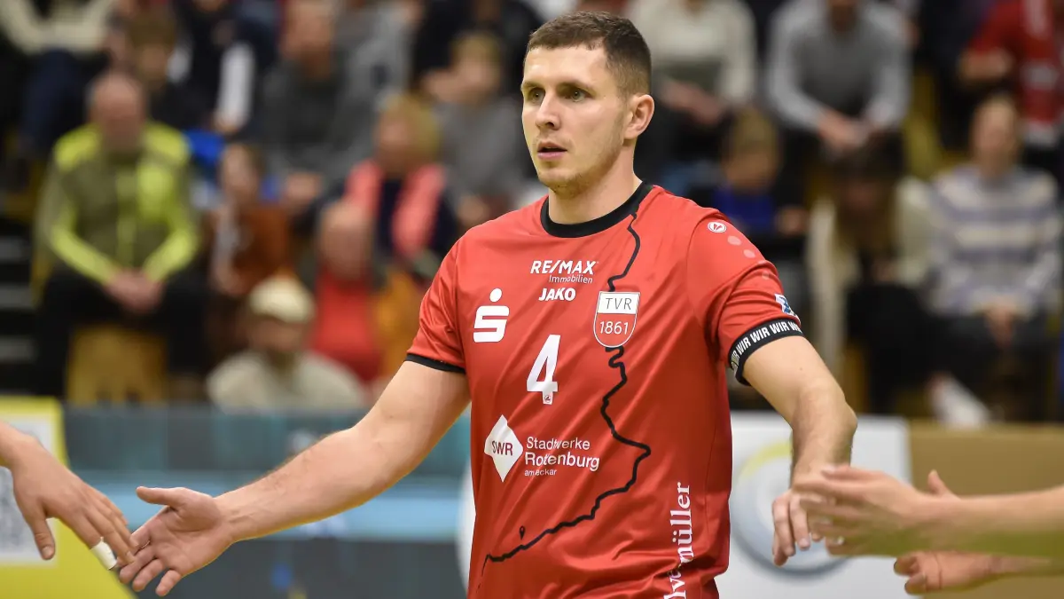 TV Rottenburg vs. TSV Mimmenhausen, Volleyball, 2. Bundesliga Sued, 17. Spieltag, Saison 2024/2025, 08.02.2025: Jakob Elsaesser (TV Rottenburg, #04)
TV Rottenburg vs. TSV Mimmenhausen, Volleyball, 2. Bundesliga Sued, 17. Spieltag, Saison 2024/2025, 08.02.2025,
Foto: Eibner-Pressefoto/Ralph Kunze