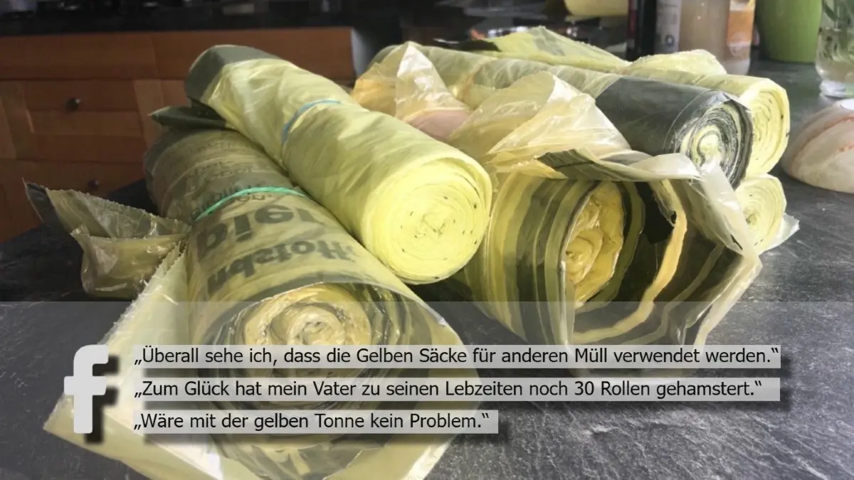 Die selten gewordenen Gelben Säcke sorgen für eine große Debatte in den sozialen Medien.