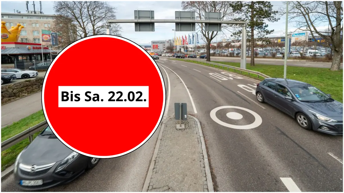 Die Vollsperrung der B10-Auffahrt am Blaubeurer Ring in Ulm in Richtung Süden muss um eine ganze Woche verlängert werden - Anwohner dürfen weiterhin passieren.