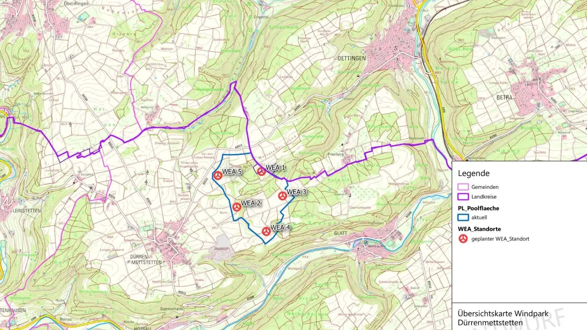 Windkraft Karte Dürrenmettstetten Anlagen