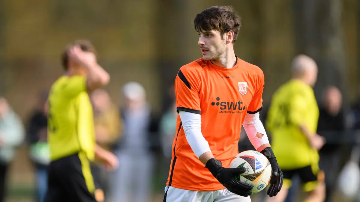 SV 03 Tuebingen vs. SSC Tuebingen, Fussball, Bezirksliga Alb, Wuerttemberg, 19. Spieltag, Spielzeit 2024/2025, 23.03.2025: Max Steinhilber (SV 03 Tuebingen, #01),
SV 03 Tuebingen vs. SSC Tuebingen, Fussball, Bezirksliga Alb, Wuerttemberg, 19. Spieltag, Spielzeit 2024/2025, 23.03.2025
Eibner-Pressefoto/Andreas Ulmer