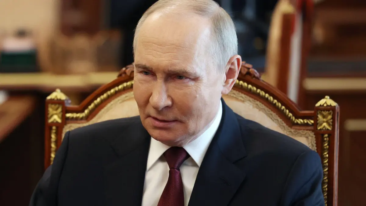 In this pool photograph distributed by the Russian state agency Sputnik, President Vladimir Putin meets with Chief of the General Staff of the Russian Armed Forces in Moscow on April 19, 2025. Putin announced an Easter truce in the conflict in Ukraine starting this evening and lasting till midnight on April 20, 2025. (Photo by VYACHESLAV PROKOFYEV / POOL / AFP)