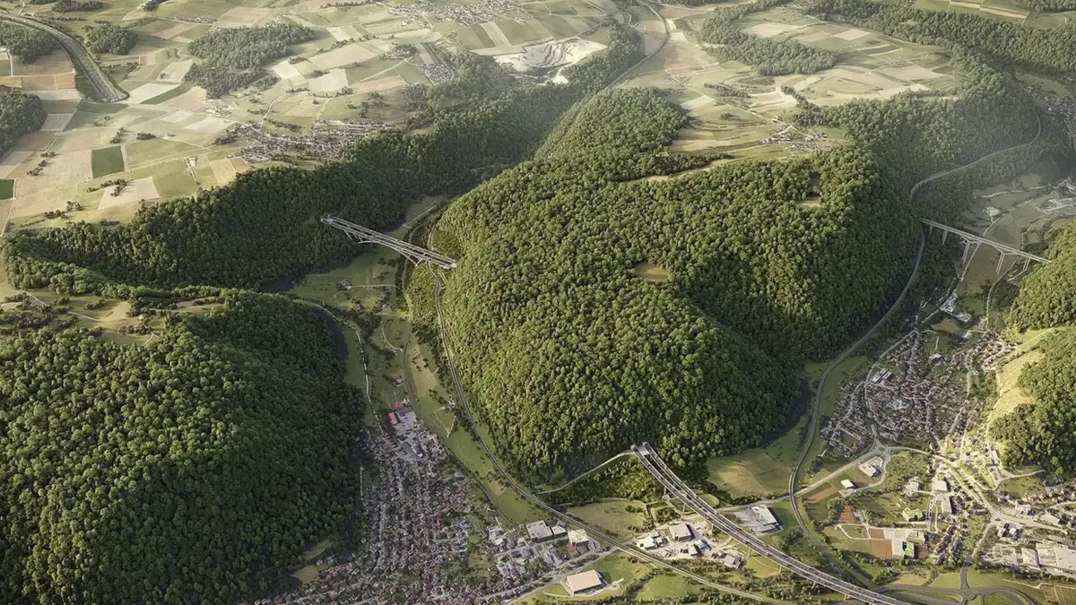 Albaufstieg der A8, Der zukünftige Streckenverlauf der A8 zwischen Mühlhausen im Täle und Hohenstadt als Animation. Autobahn GmbH Niederlassung Südwest