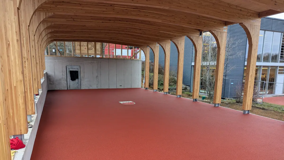 Soll im Juni eröffnet werden: die Freilufthalle des TV Rottenburg.