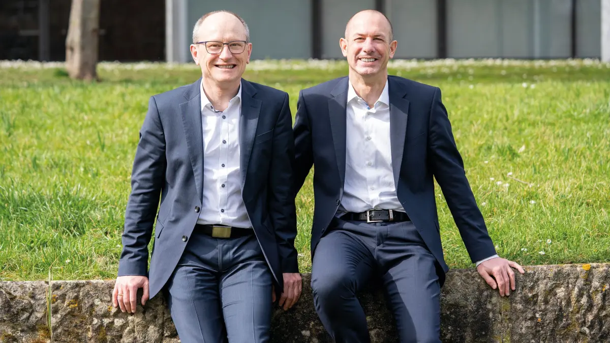 Tübingen Kreissparkasse Vorstand Hans Lamparter (links, Vorstandsvorsitzender) und Michael Kreh (rechts, Vorstandsmitglied)