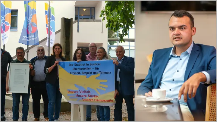 Franz Schmid empfängt Maximilian Krah zu Party in Sendener Gewerbehalle
