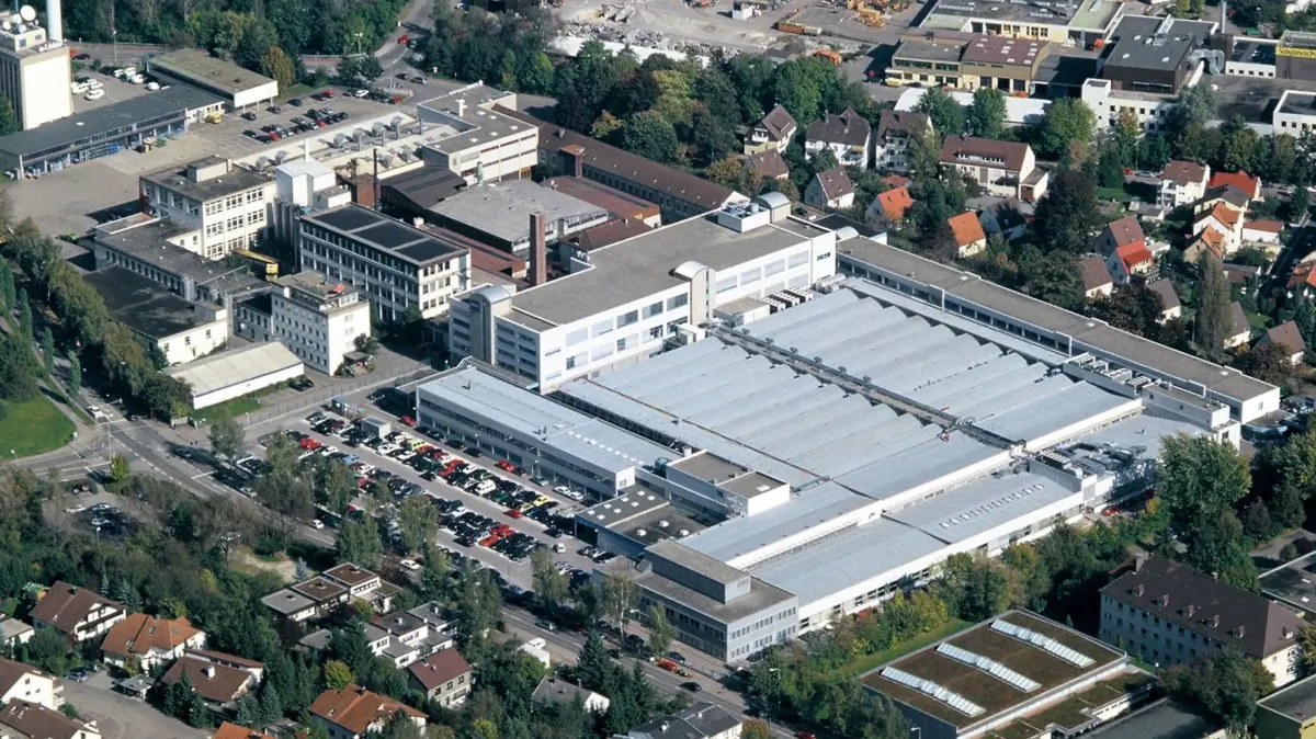 Luftaufnahme des Carl Zeiss Werkes Aalen