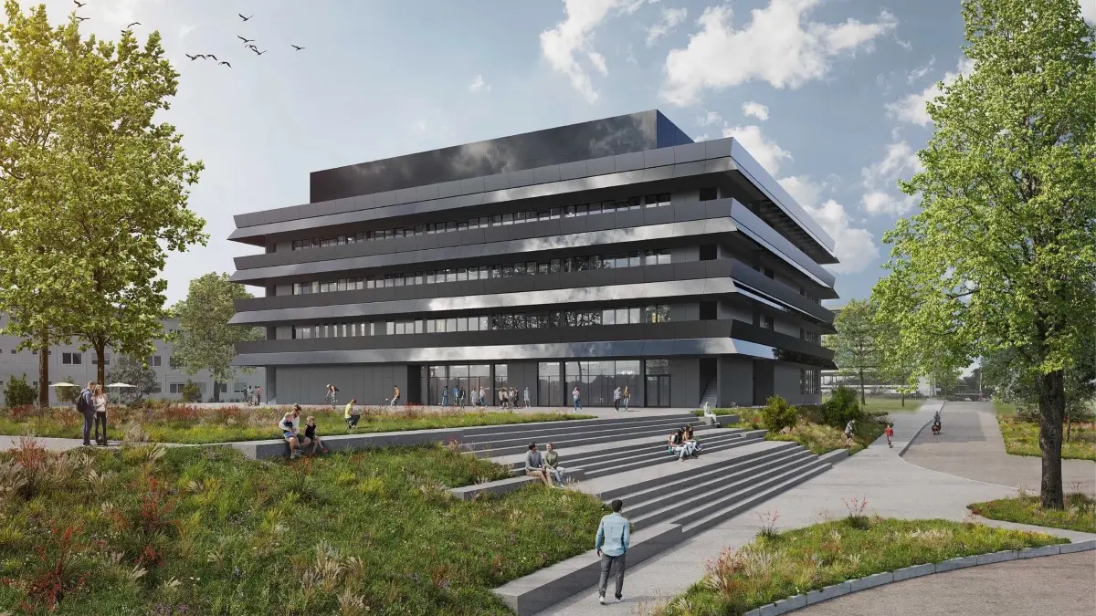 So soll der Neubau Chemie der Hochschule Reutlingen nach der Fertigstellung aussehen.