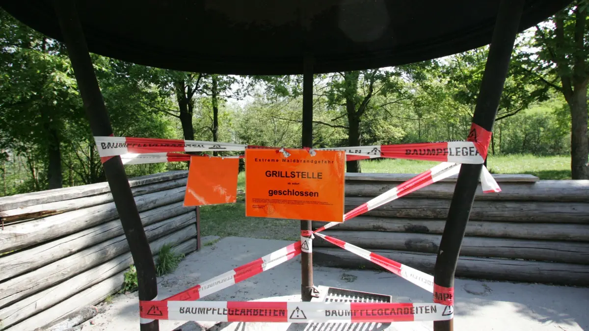 Grillstelle Grillplatz vom Spielplatz Wiflinger auf dem Kappelberg wegen Waldbrandgefahr gesperrt.