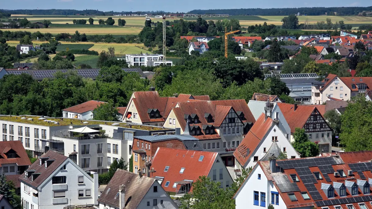 Luftbild Langenau Innenstadt Zentrum