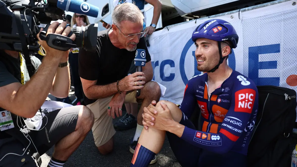 TOUR DE FRANCE 2025 - 13. Etappe Bergzeitfahren Loudenvielle - Peyragudes: ROT // Erschoepfter Maerkl Niklas (Deutschland / Team Picnic PostNL) beim Interview mit Michael Antwerpes (ARD) - Tour de France 2025 - 13. Etappe Bergzeitfahren Loudenvielle - Peyragudes - TourDeFrance - TdF - © Roth-Foto / CV-SG - Roth & Roth - Markus und Michael Roth - Rosenhof 15, 50226 Frechen - Weitere Fotos in der Bilddatenbank www.Roth-Foto.de
NUR DEUTSCHLAND - *** Local Caption *** - copyright by: ROTH-FOTO - Roth & Roth, Rosenhof 15, 50226 Frechen, Abdruck + jede Verwendung honorarpflichtig. Honorar ist MwSt-pflichtig: + 7% MwSt. Veroeffentlichung ausschliesslich fuer journalistisch-publizistische Zwecke. Verwendung bedingt das Einverstaendniss unserer AGBs unter: www.Roth-Foto.de