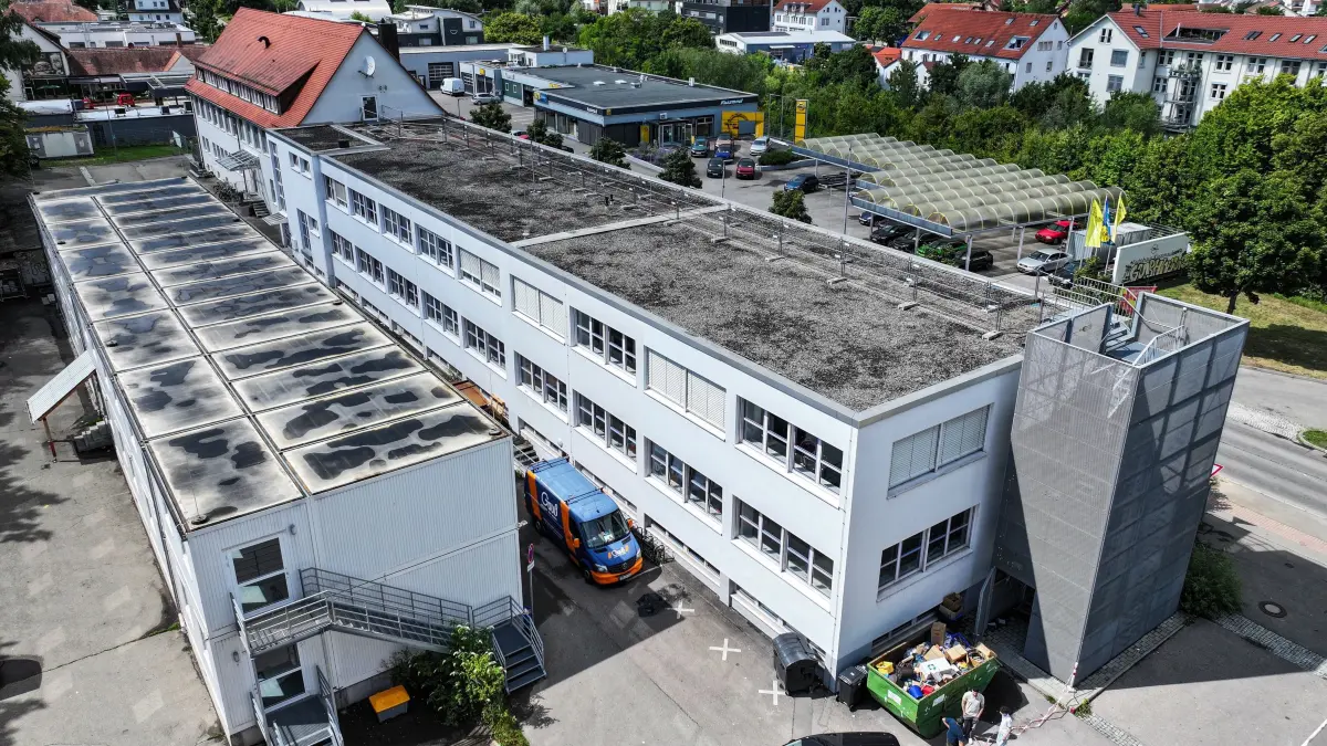 Drohnenbild, Luftbild, Rottenburg, Interim-Lösung für die Josef-Eberle-Schule in der Tübinger Straße