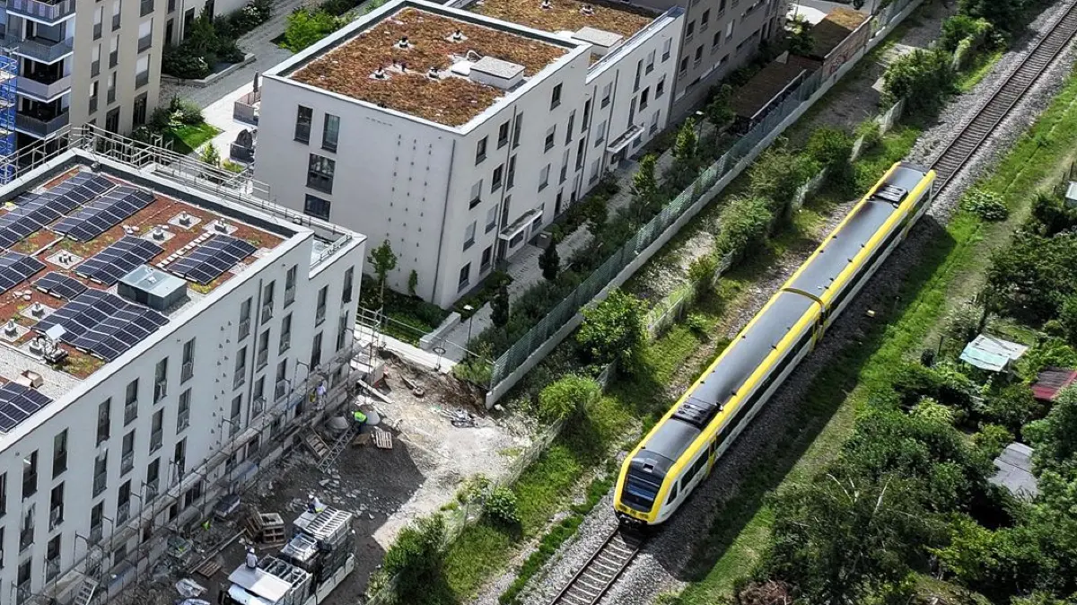 neu bebautes ehemaliges DHL-Gelände, Luftbild, Drohnenbild, Rottenburg, Stadtviertel, Wohnviertel, Baustelle, Neubaugebiet