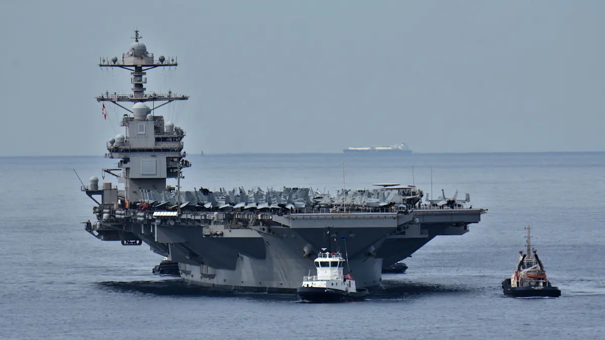 US-Flugzeugträger USS Gerald R. Ford vor Marseille: 04.08.2025, Frankreich, Marseille: Der US-Flugzeugträger USS Gerald R. Ford kommt in Marseille an. Foto: Gerard Bottino/SOPA Images via ZUMA Press Wire/dpa +++ dpa-Bildfunk +++