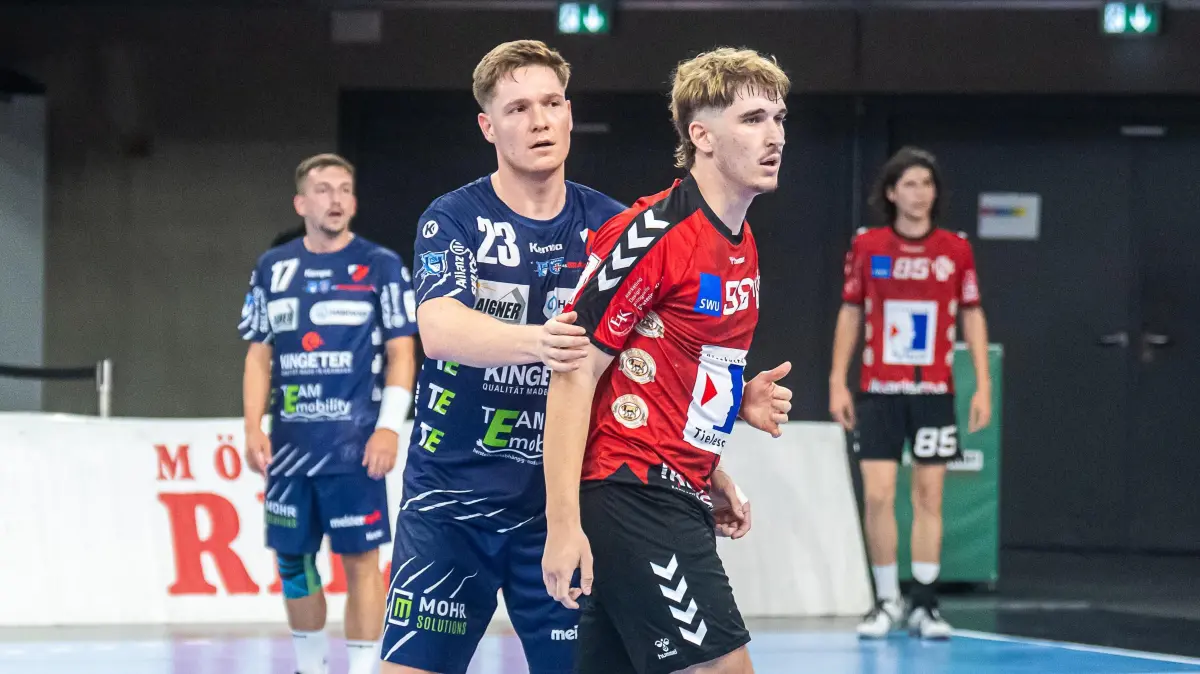 Frisch Auf Goeppingen vs. Paris Saint-Germain, Handball, Testspiel, Herren, Spielzeit 2025/2026, 05.08.2025: Tassilo Neudeck (TSV Heiningen, #23) bei der Abwehrarbeit, TSG Soeflingen vs. TSV Heiningen, Handball, Testspiel, Herren, Spielzeit 2025/2026, 05.08.2025,
Foto: Eibner-Pressefoto/Michael Schmidt
