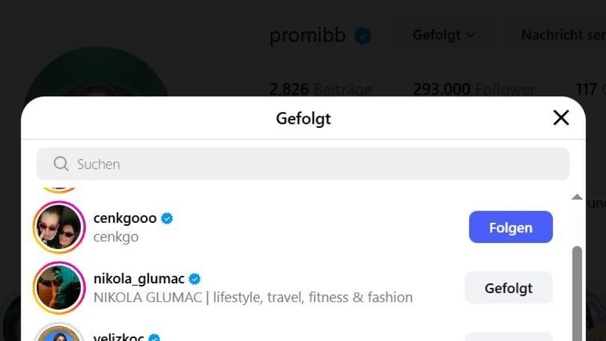 Die offizielle Instagram-Seite von „Promi Big Brother“ folgt Nikola Glumac.