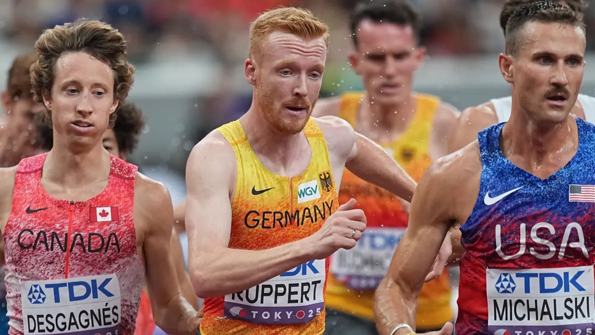 Leichtathletik: Weltmeisterschaft: 15.09.2025, Japan, Tokio: Leichtathletik: Weltmeisterschaft, 3000m Hindernis, Männer, Finale: Frederik Ruppert (M) aus Deutschland in Aktion. Foto: Michael Kappeler/dpa +++ dpa-Bildfunk +++